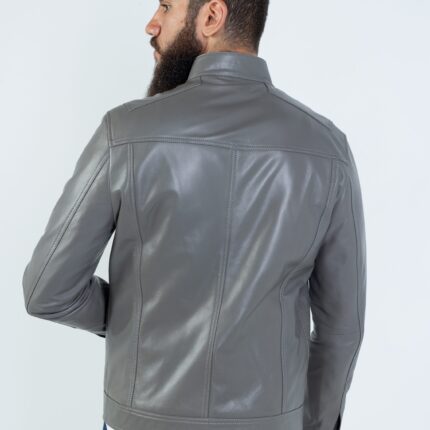 Turk Lambskin Jacket (Black / Deep Maroon / Grey) - Image 12