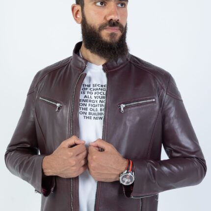 Sultan Lambskin Jacket ( Black / Deep Maroon) - Image 7