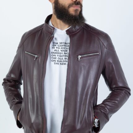 Sultan Lambskin Jacket ( Black / Deep Maroon) - Image 8