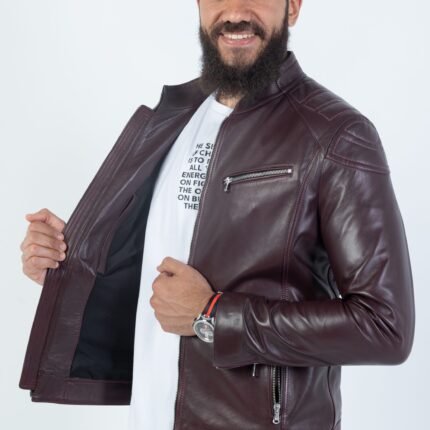 Sultan Lambskin Jacket ( Black / Deep Maroon) - Image 10