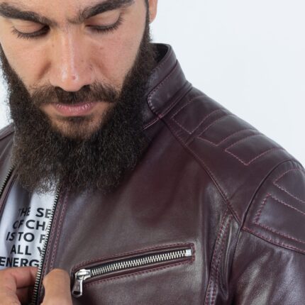 Sultan Lambskin Jacket ( Black / Deep Maroon) - Image 11