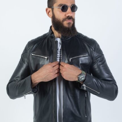 Sultan Lambskin Jacket ( Black / Deep Maroon) - Image 4