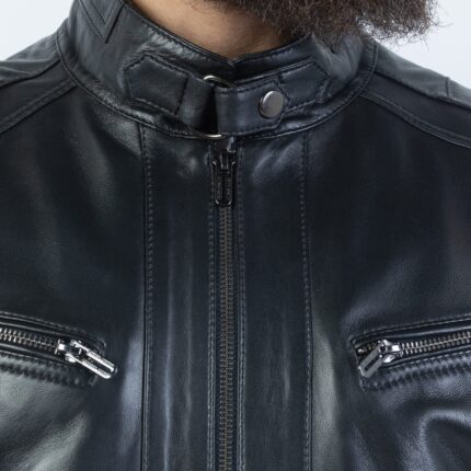 Farsi Lambskin Jacket (Black / Pecan Brown / Grey) - Image 4