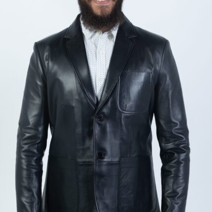 Western Lambskin Jacket (Black / Dark Navy Teal) - Image 4