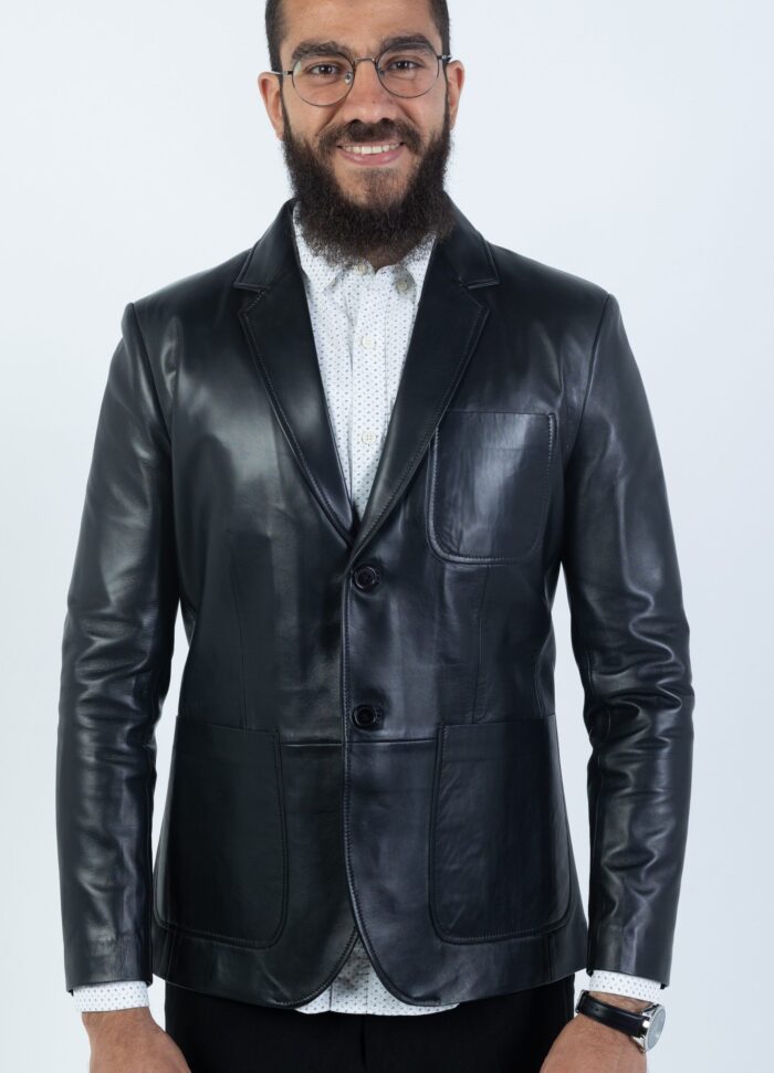 Western Lambskin Jacket (Black / Dark Navy Teal) - Image 4