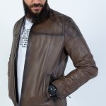 Uzman Lambskin Jacket (Pecan Brown / Deep Maroon / Grey)