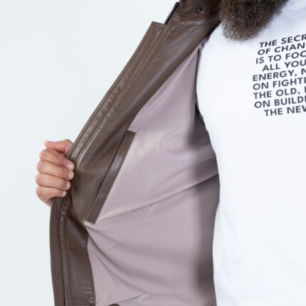 Uzman Lambskin Jacket (Pecan Brown / Deep Maroon / Grey) - Image 4