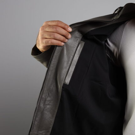 Farsi Lambskin Jacket (Black / Pecan Brown / Grey) - Image 13
