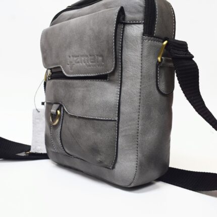 Cowhide Leather Crossbody Bag (Grey) - Image 3