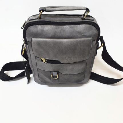 Cowhide Leather Crossbody Bag (Grey) - Image 4