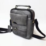 Cowhide Leather Crossbody Bag (Grey)