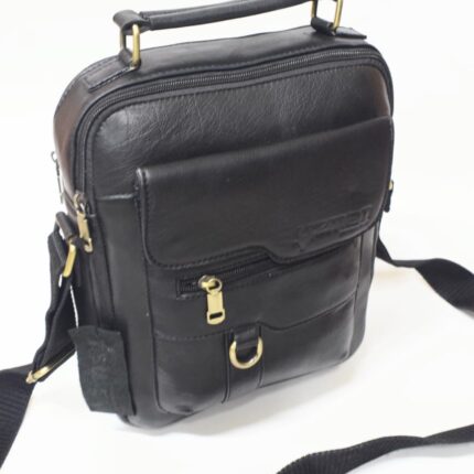 Cowhide Leather Crossbody Bag (Black) - Image 3