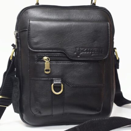 Cowhide Leather Crossbody Bag (Black) - Image 5