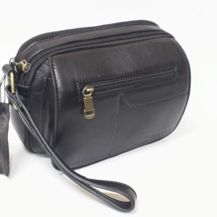 Cowhide Leather Clutch Bag (Black) - Image 5