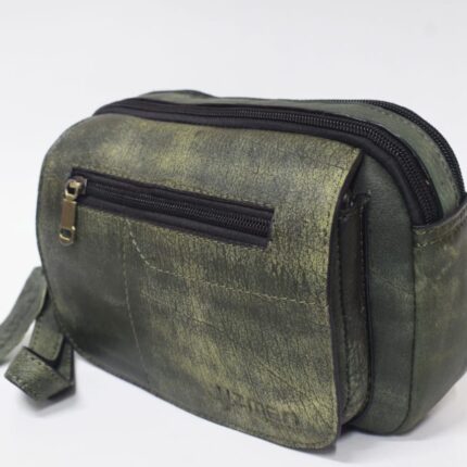 Cowhide Leather Clutch Bag (Olive Green) - Image 6