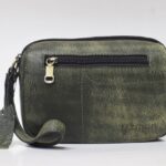Cowhide Leather Clutch Bag (Olive Green)