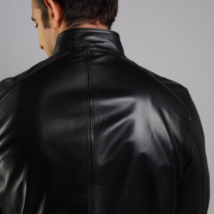 Bomber Lambskin Jacket (Black / Pecan Brown / Dark Navy Teal) - Image 4