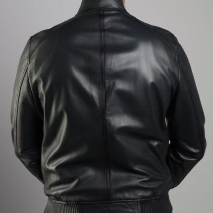 Bomber Lambskin Jacket (Black / Pecan Brown / Dark Navy Teal) - Image 8