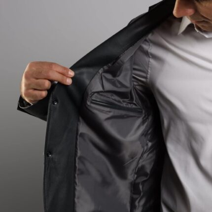 Western Lambskin Jacket (Black / Dark Navy Teal) - Image 10