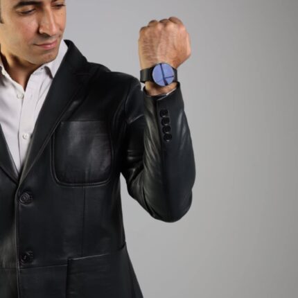 Western Lambskin Jacket (Black / Dark Navy Teal) - Image 8