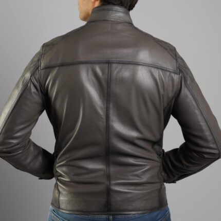 Uzman Lambskin Jacket (Pecan Brown / Deep Maroon / Grey) - Image 7