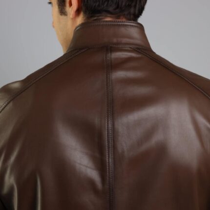 Bomber Lambskin Jacket (Black / Pecan Brown / Dark Navy Teal) - Image 11