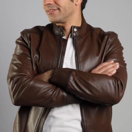 Bomber Lambskin Jacket (Black / Pecan Brown / Dark Navy Teal) - Image 7