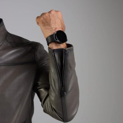 Uzman Lambskin Jacket (Pecan Brown / Deep Maroon / Grey) - Image 8
