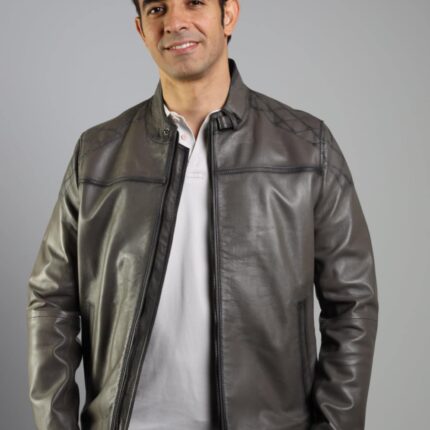 Uzman Lambskin Jacket (Pecan Brown / Deep Maroon / Grey) - Image 5