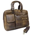 Cowhide leather crossbody laptop bag (Hazelnut)