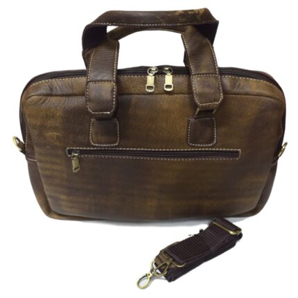 Cowhide leather crossbody laptop bag (Hazelnut) - Image 8