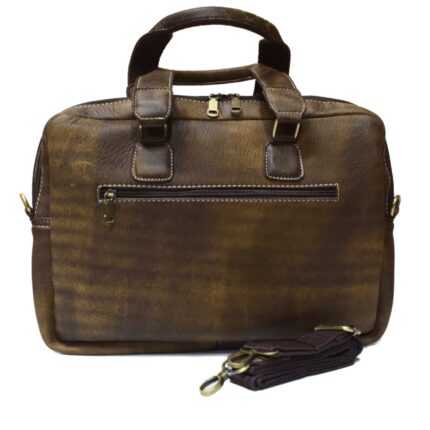 Cowhide leather crossbody laptop bag (Hazelnut) - Image 4
