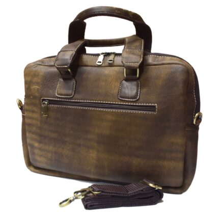 Cowhide leather crossbody laptop bag (Hazelnut) - Image 6