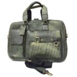 Cowhide leather crossbody laptop bag (olive Green)