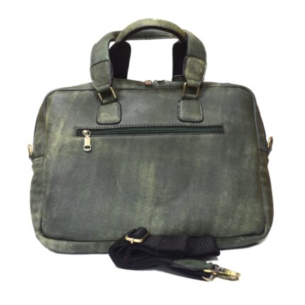 Cowhide leather crossbody laptop bag (olive Green) - Image 3