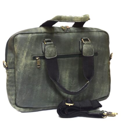Cowhide leather crossbody laptop bag (olive Green) - Image 7