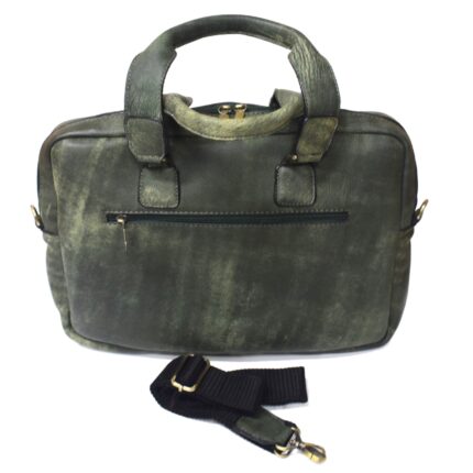 Cowhide leather crossbody laptop bag (olive Green) - Image 5