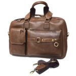 Cowhide leather crossbody laptop bag (Havana)