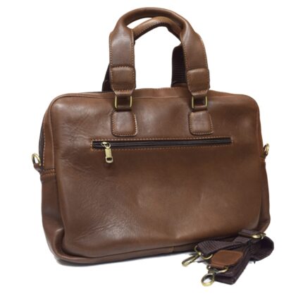 Cowhide leather crossbody laptop bag (Havana) - Image 3