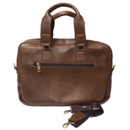 Cowhide leather crossbody laptop bag (Havana) - Image 7